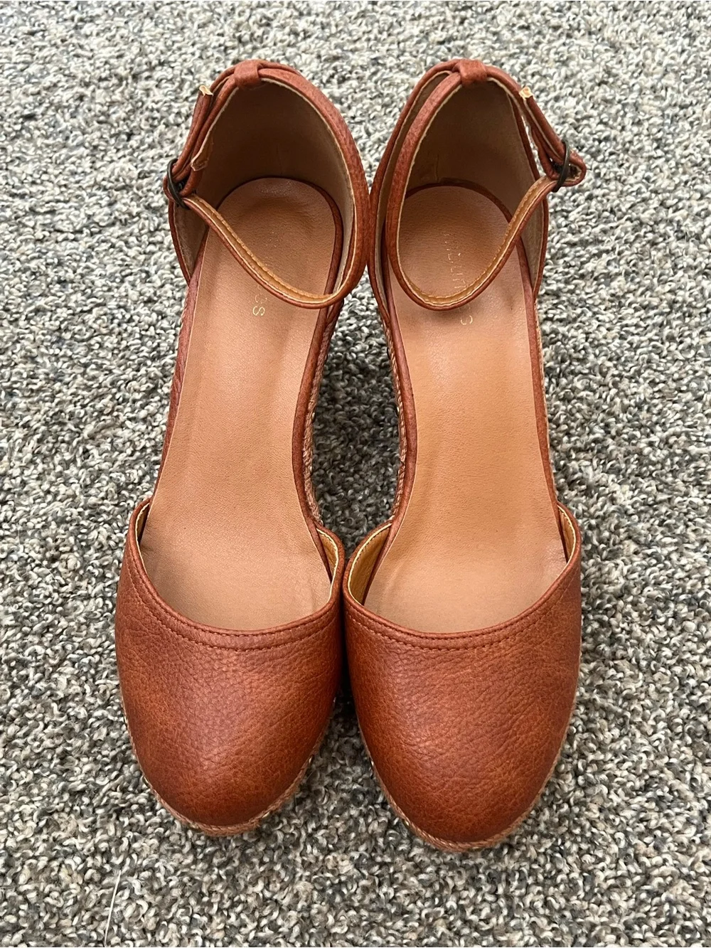 Maurices Tan Brown Wedge Espadrilles with Ankle Strap